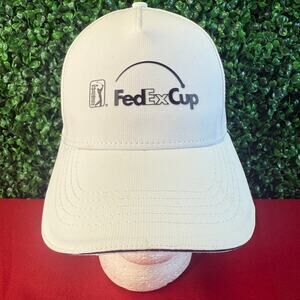 PGA Tour FedEx Cup Golf Hat White Baseball Cap Adjustable OSFM Embroidered